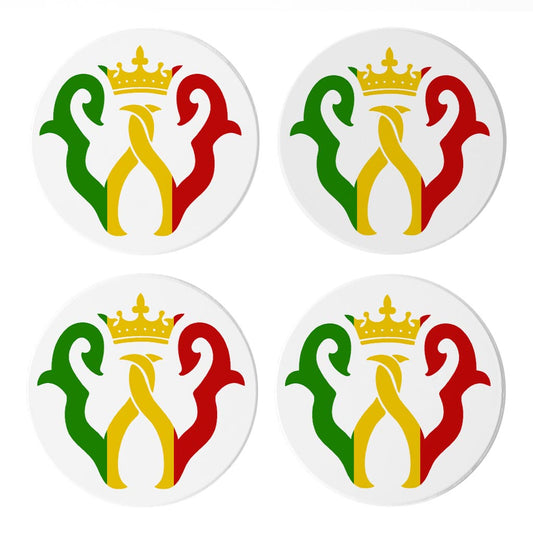 Circle Coasters W Rasta Crown Set of Four | 4x4