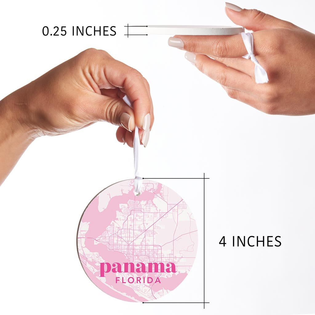 Bright Modern Pink Map Florida Panama| Wood Ornament | Eaches | Min 6