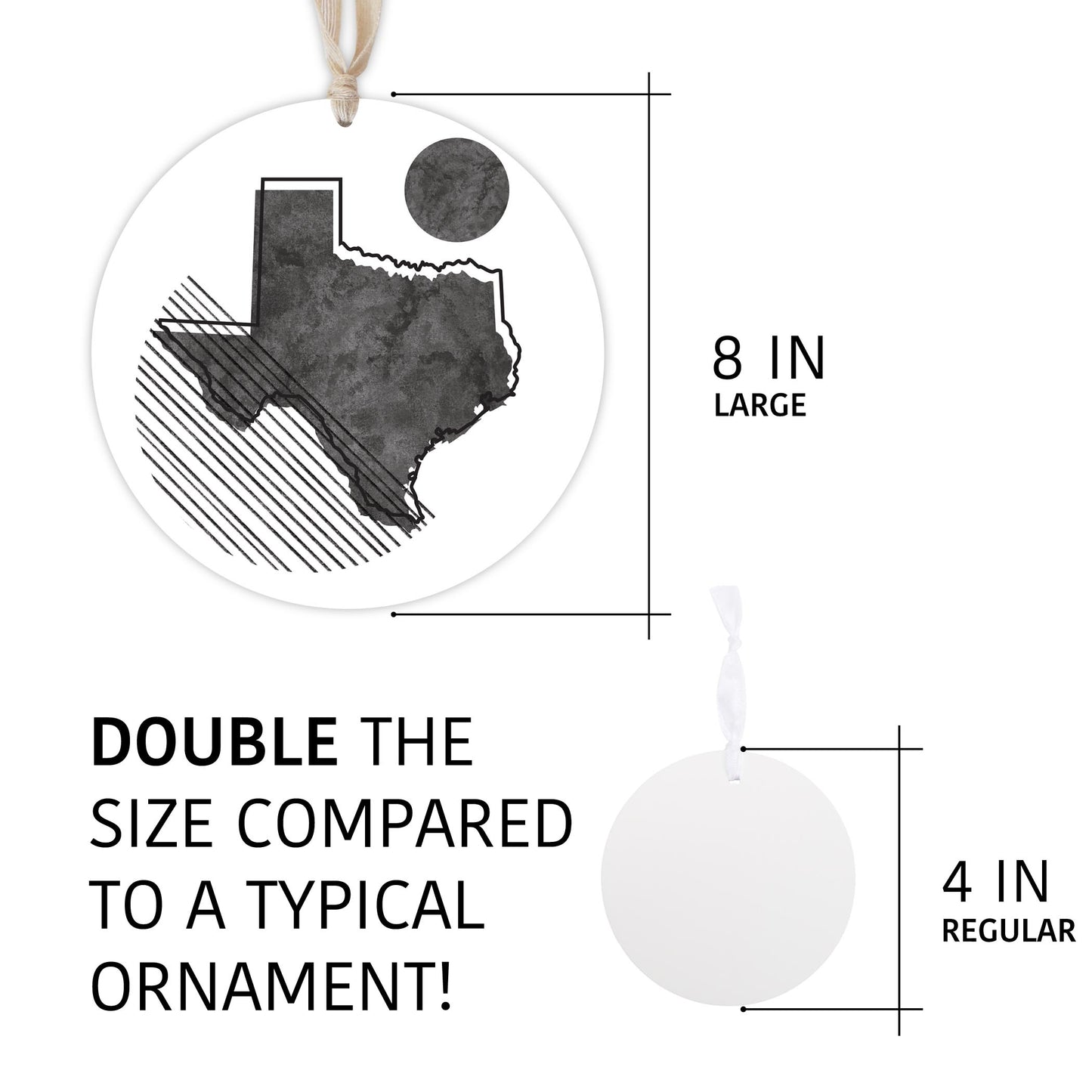 Black And White Geometric On White Texas | Wood Ornament | Eaches | Min 1