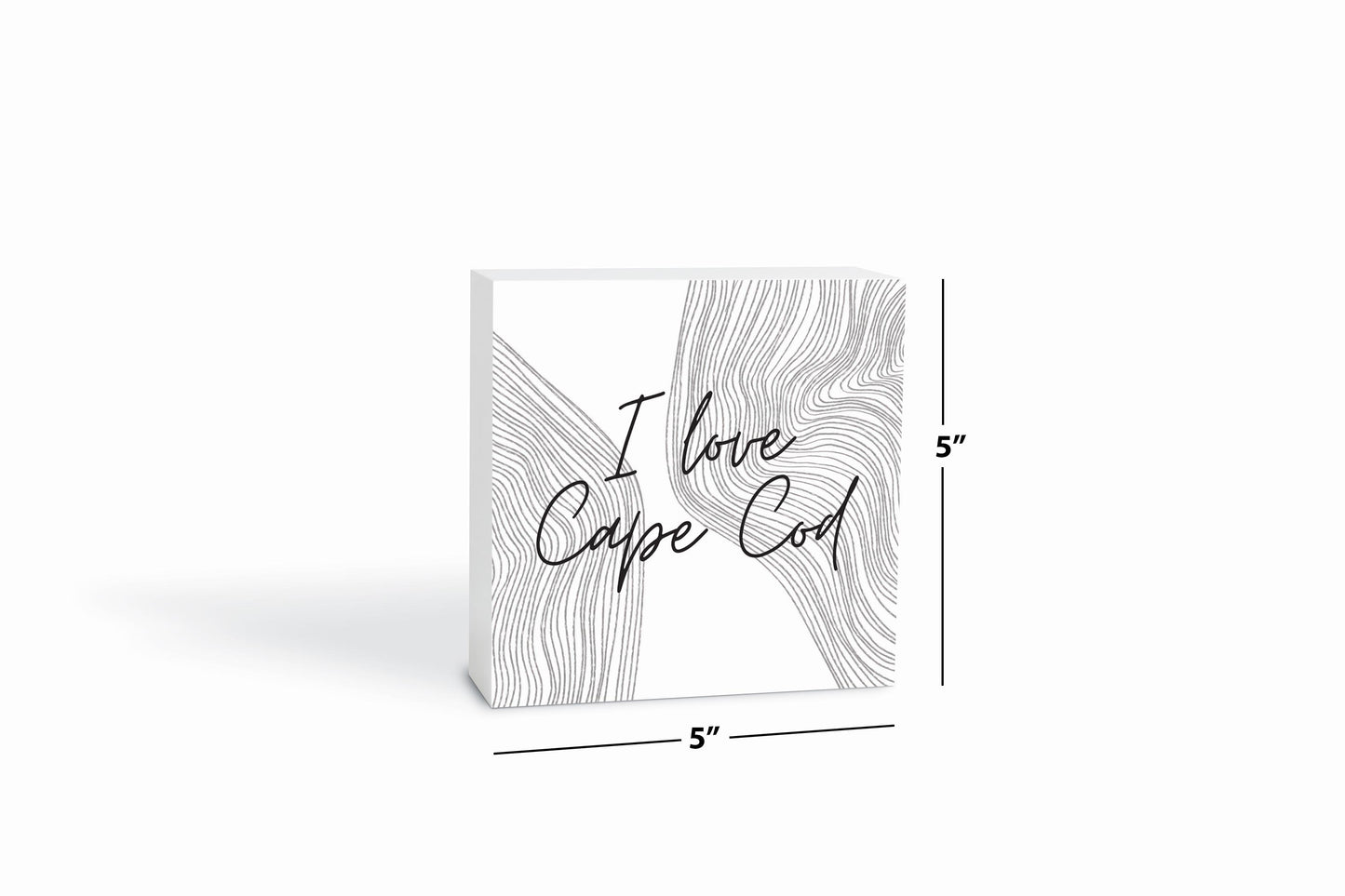 Minimalistic B&W Cape Cod I Love Cape Cod | Wood Block | Eaches | Min 4