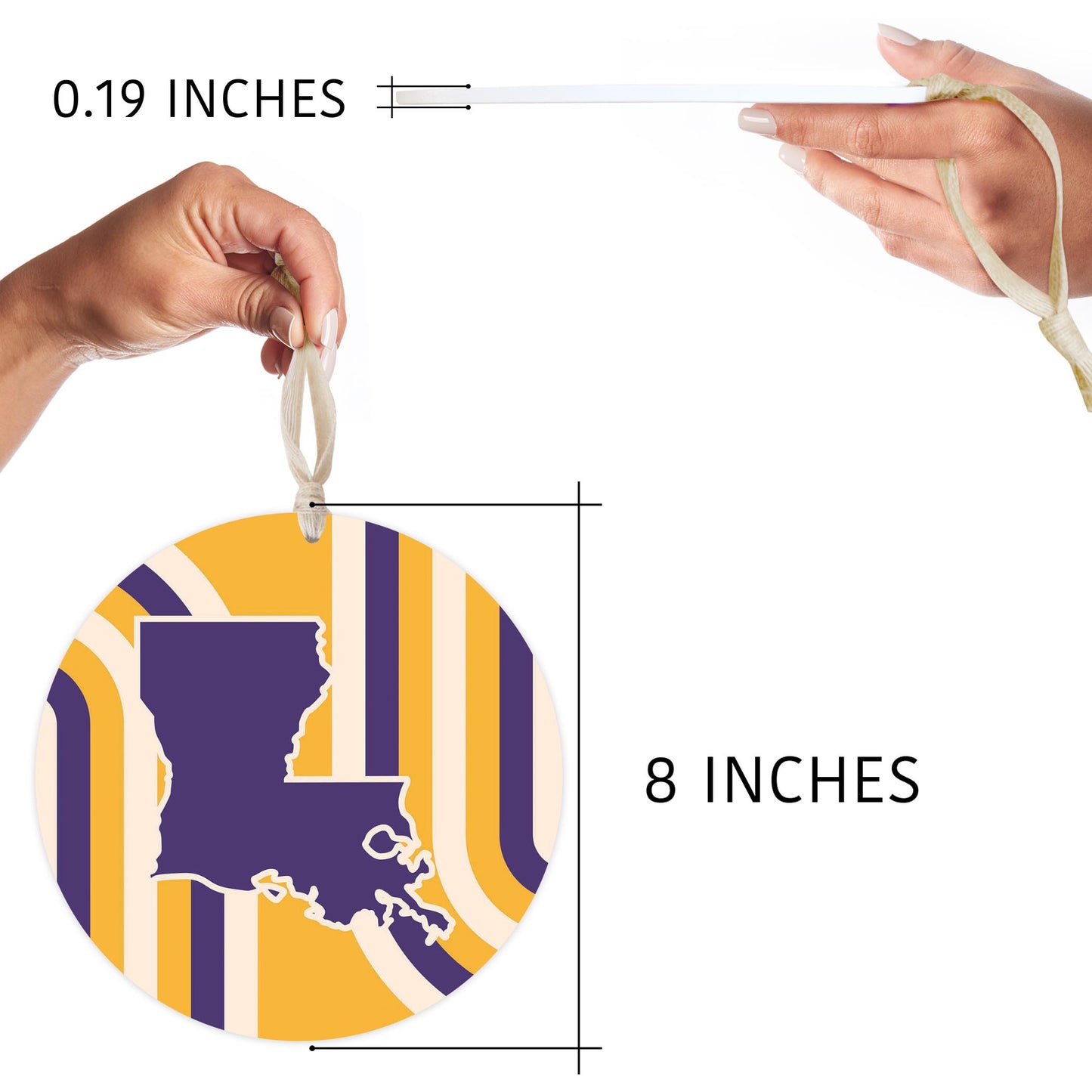 Purple Gold Louisiana Retro State Shape | Wood Ornament | Eaches | Min 1