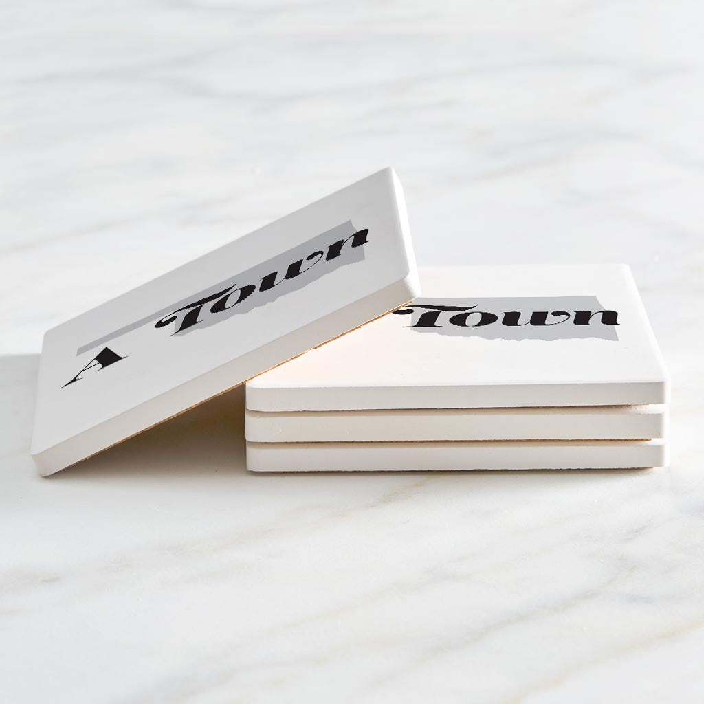 Minimalistic B&W Ardmore Ok A Town White | Absorbent Coasters | Set of 4 | Min 2