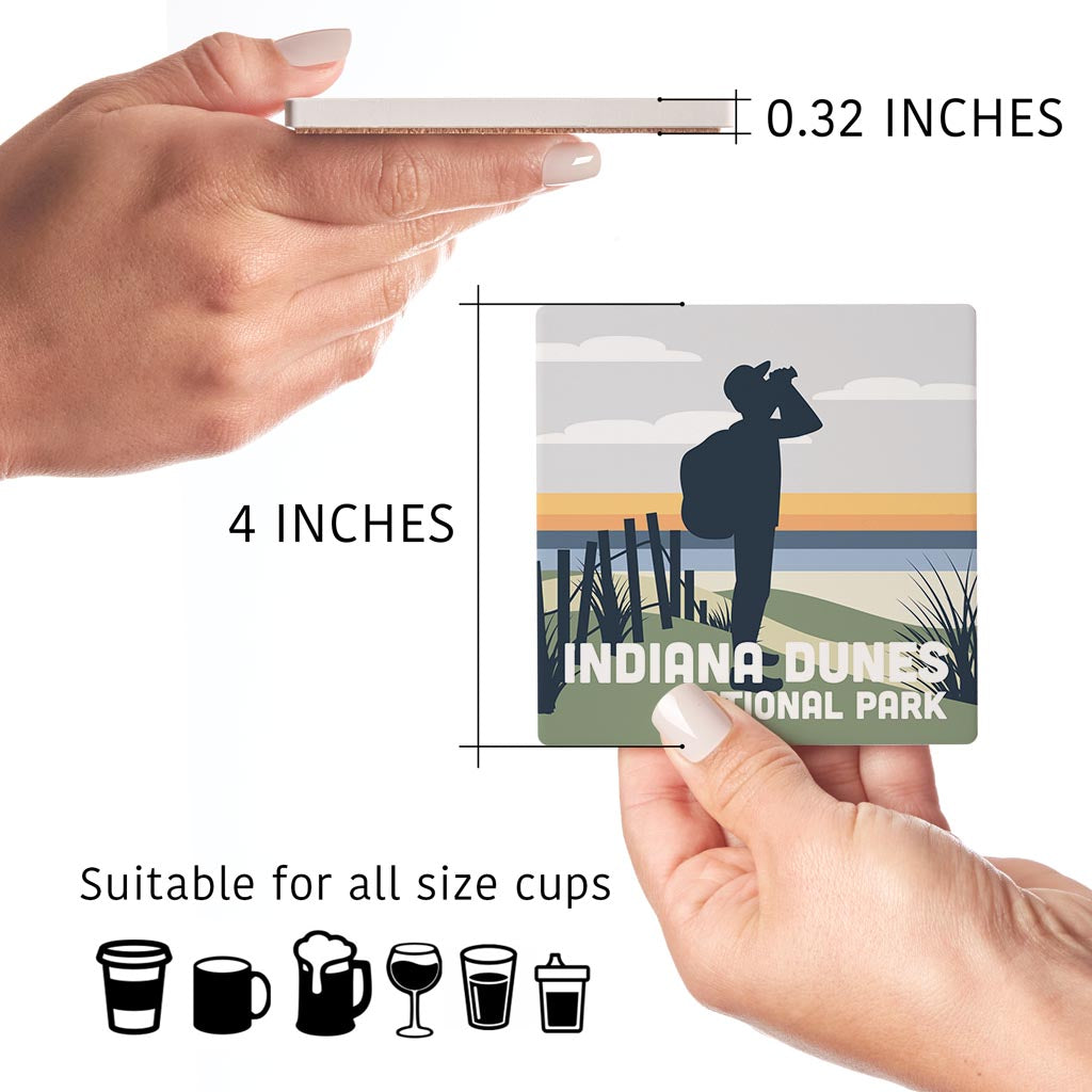 Indiana Dunes Bird Watcher Silhouette | Absorbent Coasters | Set of 4 | Min 2