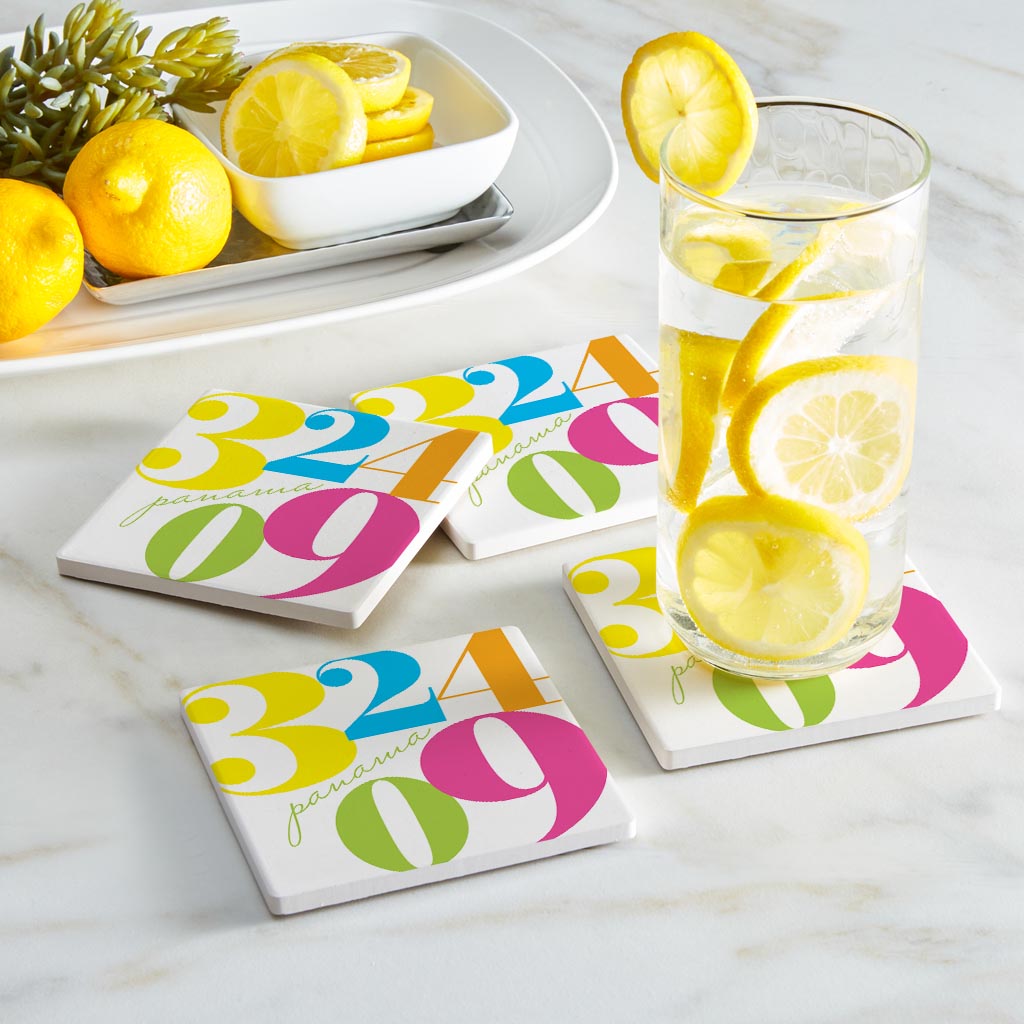 Bright Modern Color Block City Zip Florida Panama | Absorbent Coasters | Set of 4 | Min 2