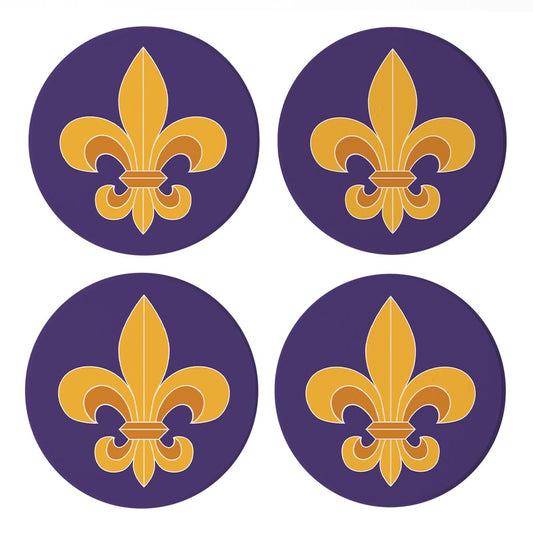 Purple Gold Louisiana Fleur De Lis | Absorbent Coasters | Set of 4 | Min 2