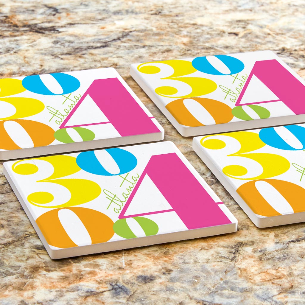 Bright Modern Color Block City Zip Georgia Atlanta | Absorbent Coasters | Set of 4 | Min 2