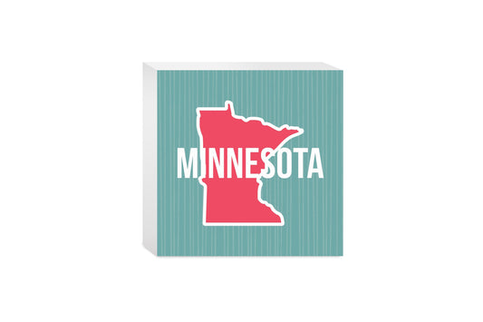 Boho Color State On Blue Minnesota | Wood Block | Eaches | Min 4