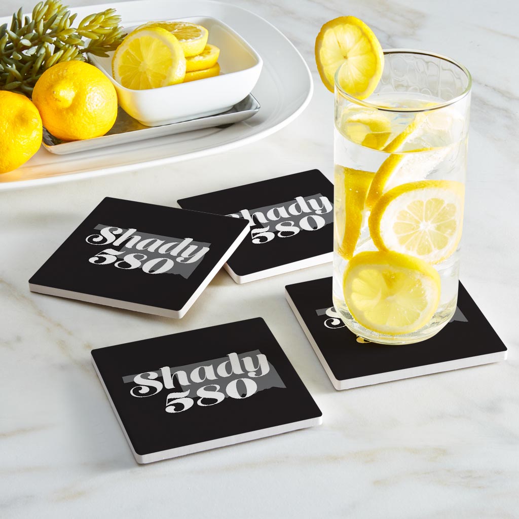 Minimalistic B&W Ardmore Ok Shady 580 Black | Absorbent Coasters | Set of 4 | Min 2