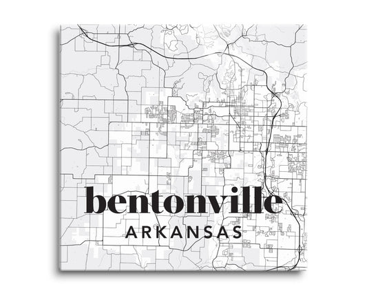 Black and White White Map Bentonville Arkansas