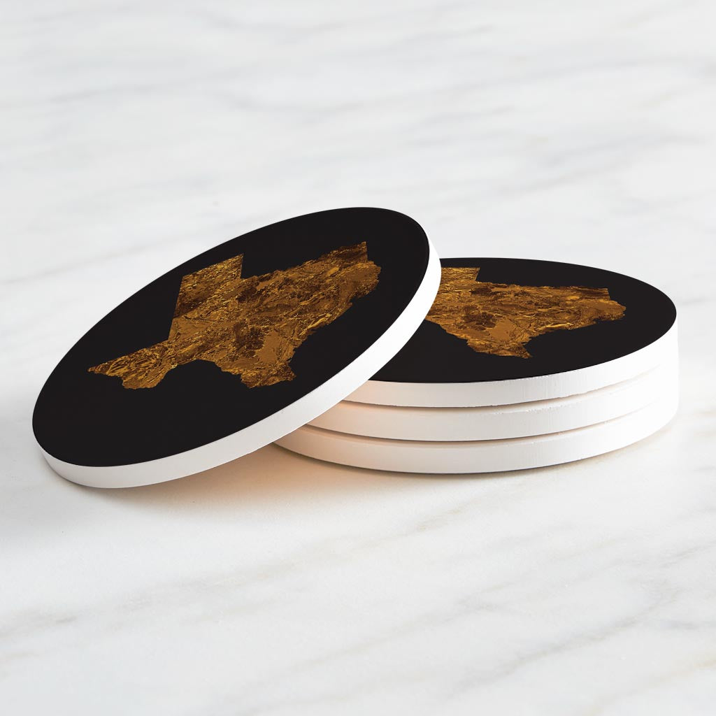 Texas State Shape Copper | Absorbent Coasters | Set of 4 | Min 2