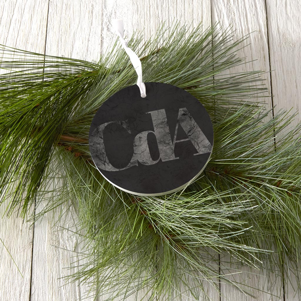 Minimalist B&W Idaho Cda Black Initials | Wood Ornament | Eaches | Min 6