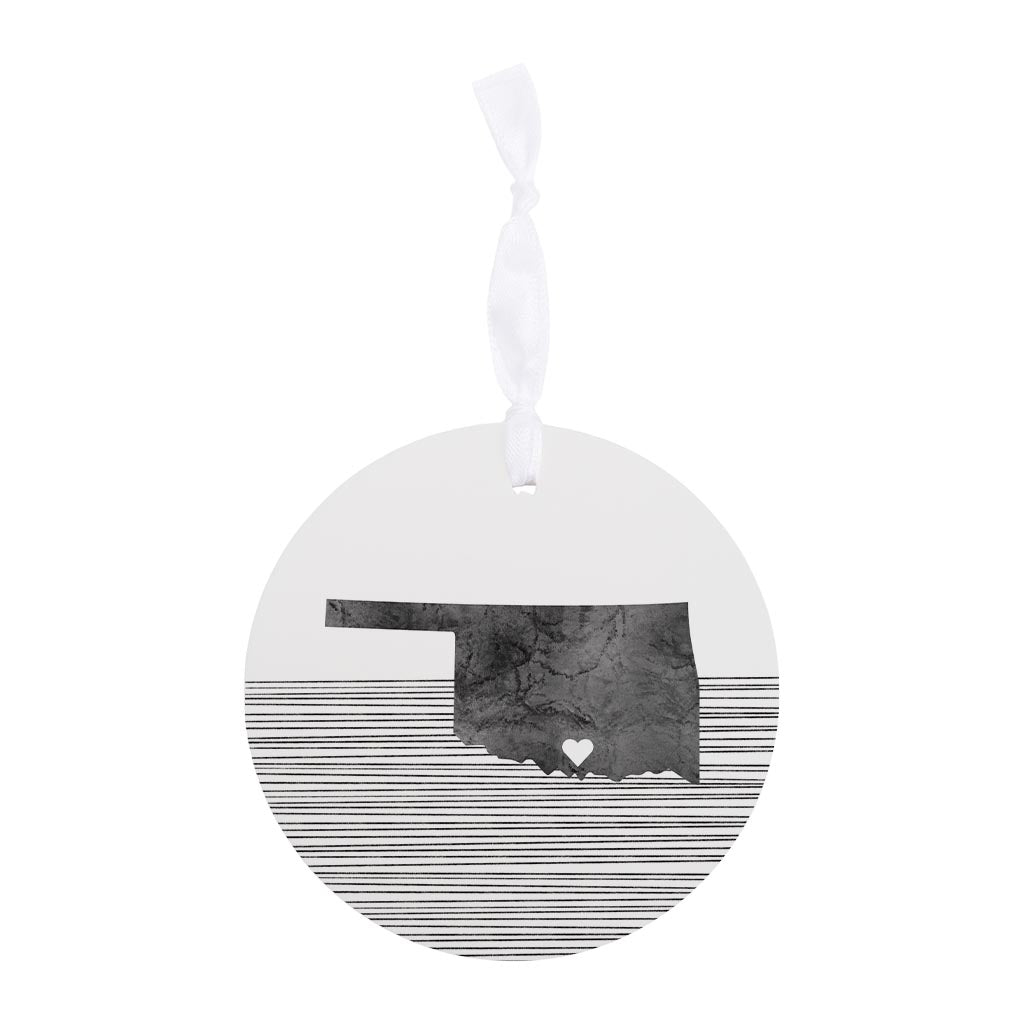 Minimalistic B&W Ardmore Ok Heart Straight State | Wood Ornament | Eaches | Min 6