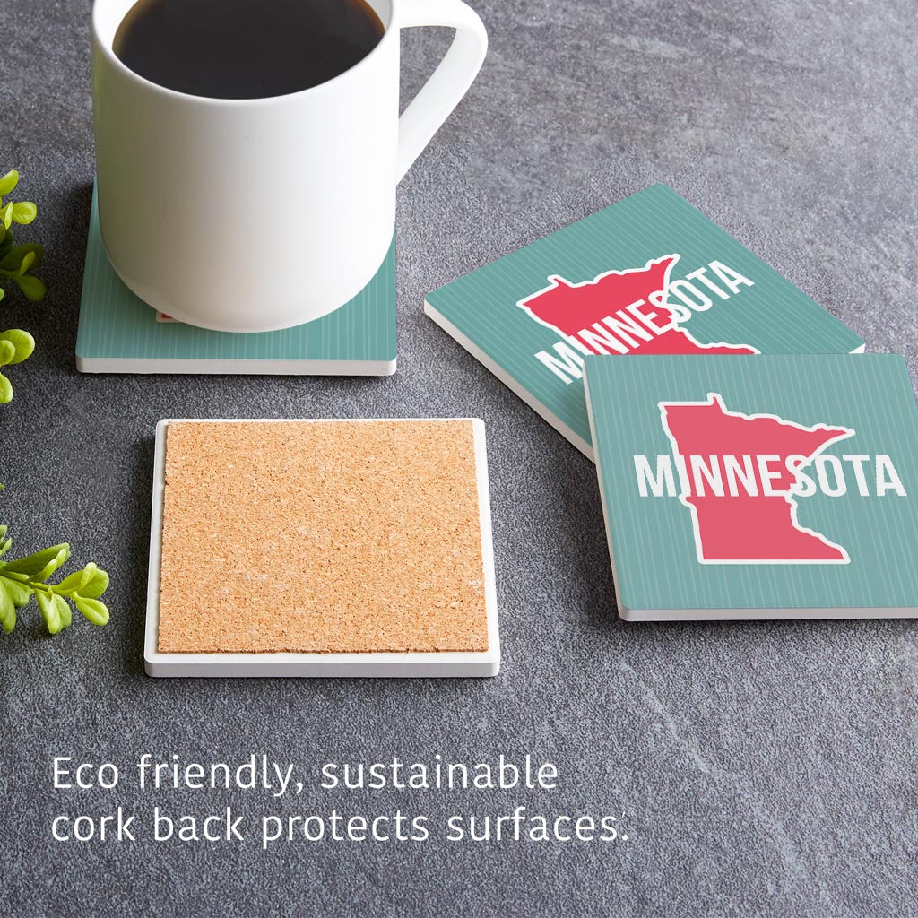 Boho Color State On Blue Minnesota| Absorbent Coasters | Set of 4 | Min 2