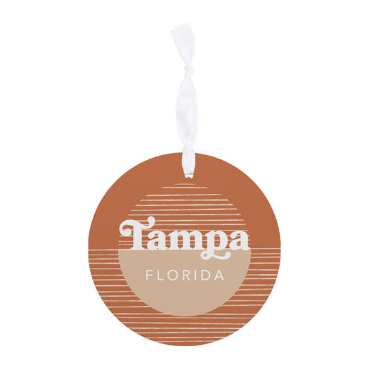 Vintage Groove Half Circle Lines Florida Tampa | Wood Ornament | Eaches | Min 6