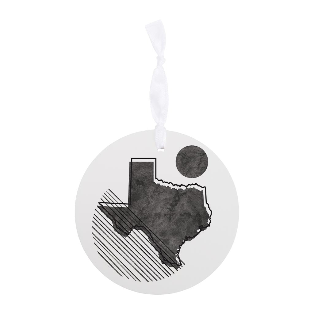 Black And White Geometric On White Texas | Wood Ornament | Eaches | Min 6