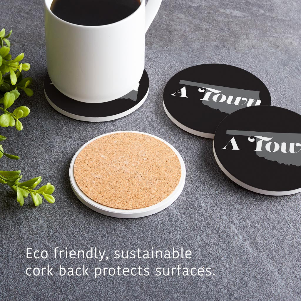 Minimalistic B&W Ardmore Ok A Town Black | Absorbent Coasters | Set of 4 | Min 2