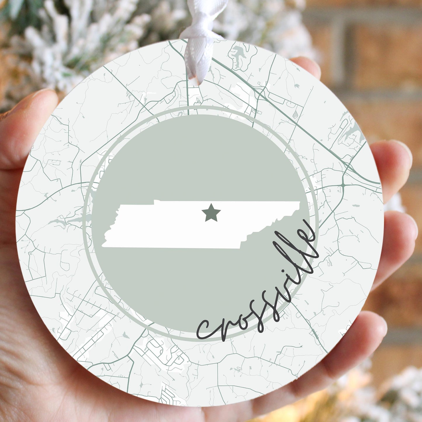 Vintage Groove State Star Map Tennessee Crossville| Wood Ornament | Eaches | Min 6