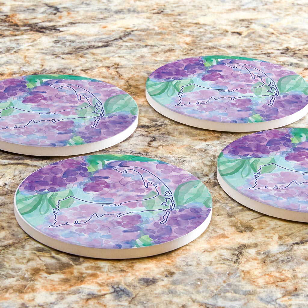 Watercolor Hydrangea | Absorbent Coasters | Set of 4 | Min 2