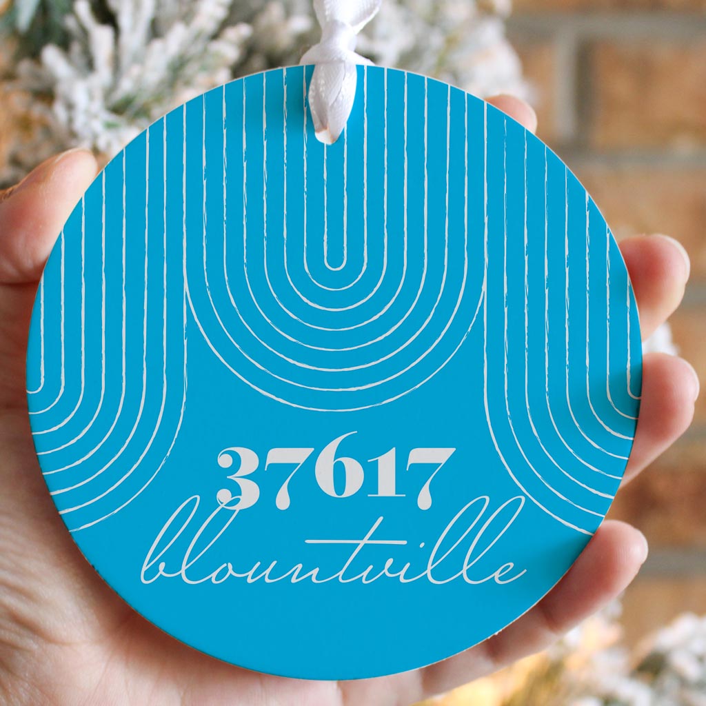 Bright Modern City Zip On Teal Tennessee Blountville | Wood Ornament | Eaches | Min 6