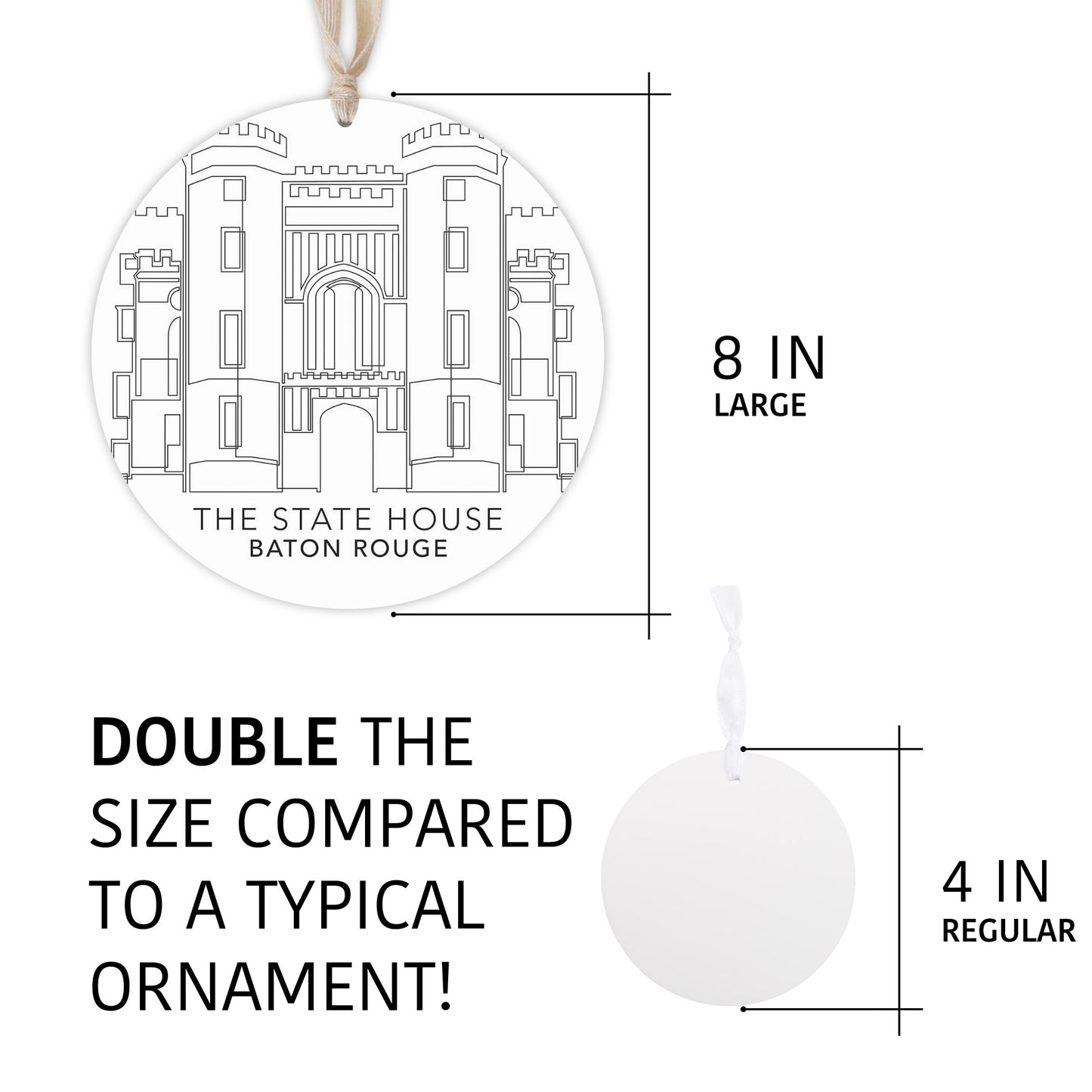 Minimalistic Baton Rouge State House | Wood Ornament | Eaches | Min 1