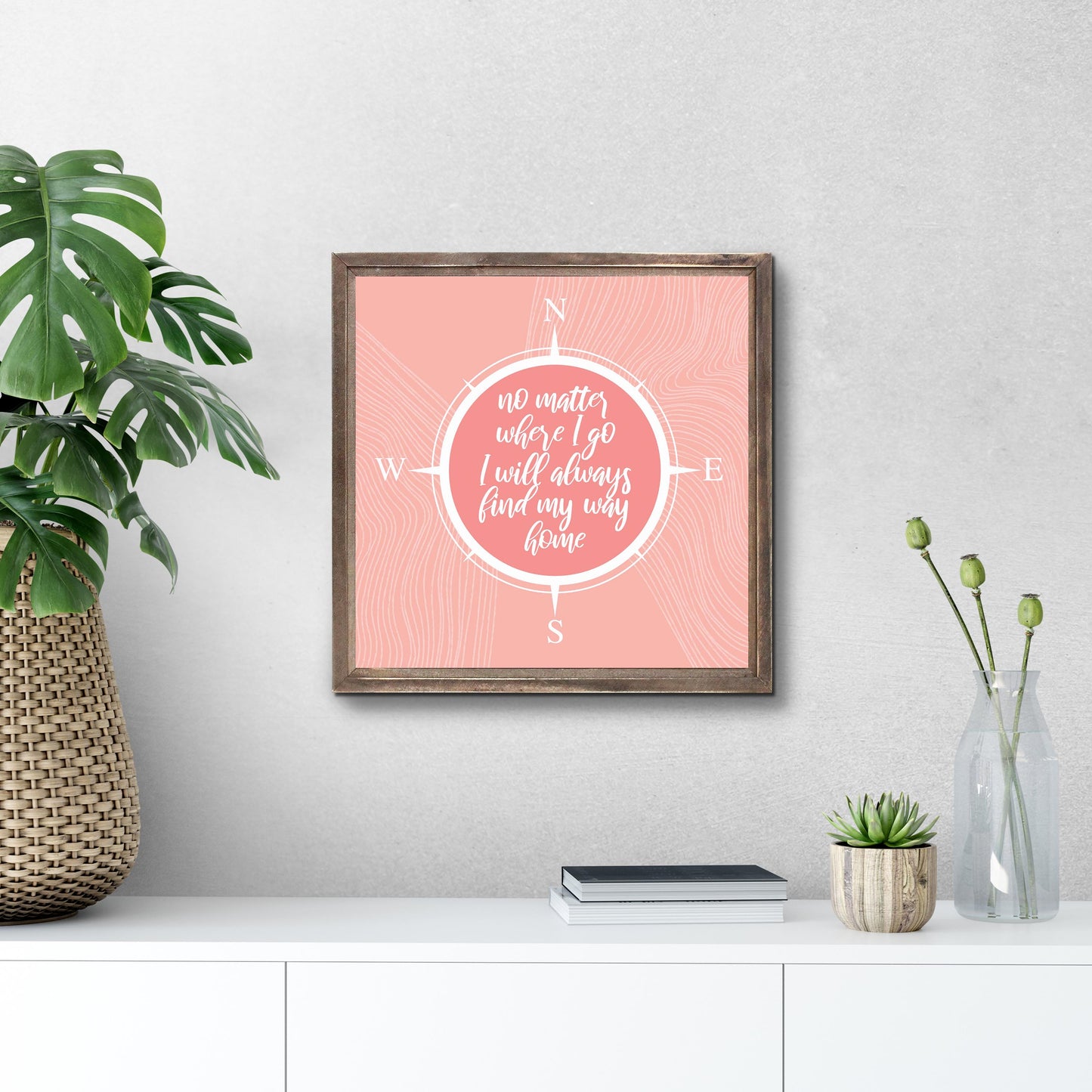 Boho Color Compass On Pink Quote | Wood Sign | Eaches | Min 1