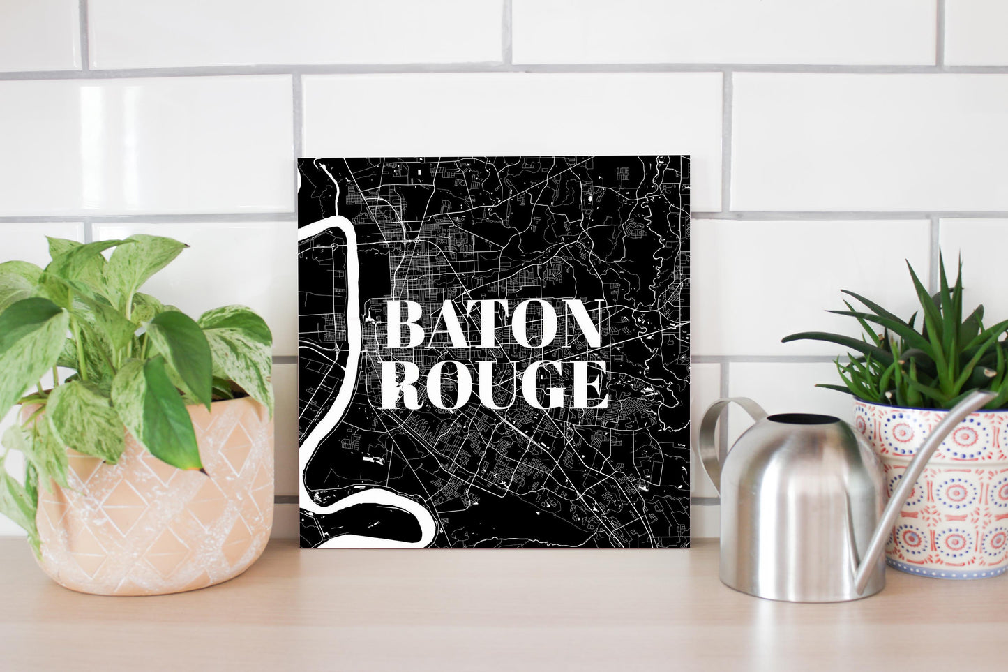 Minimalistic Baton Rouge Black Map | Wood Sign | Eaches | Min 2