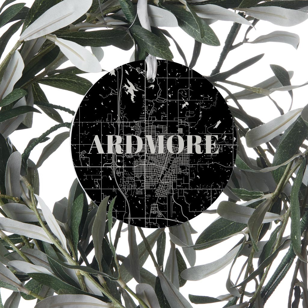 Minimalistic B&W Ardmore Ok Map | Wood Ornament | Eaches | Min 6