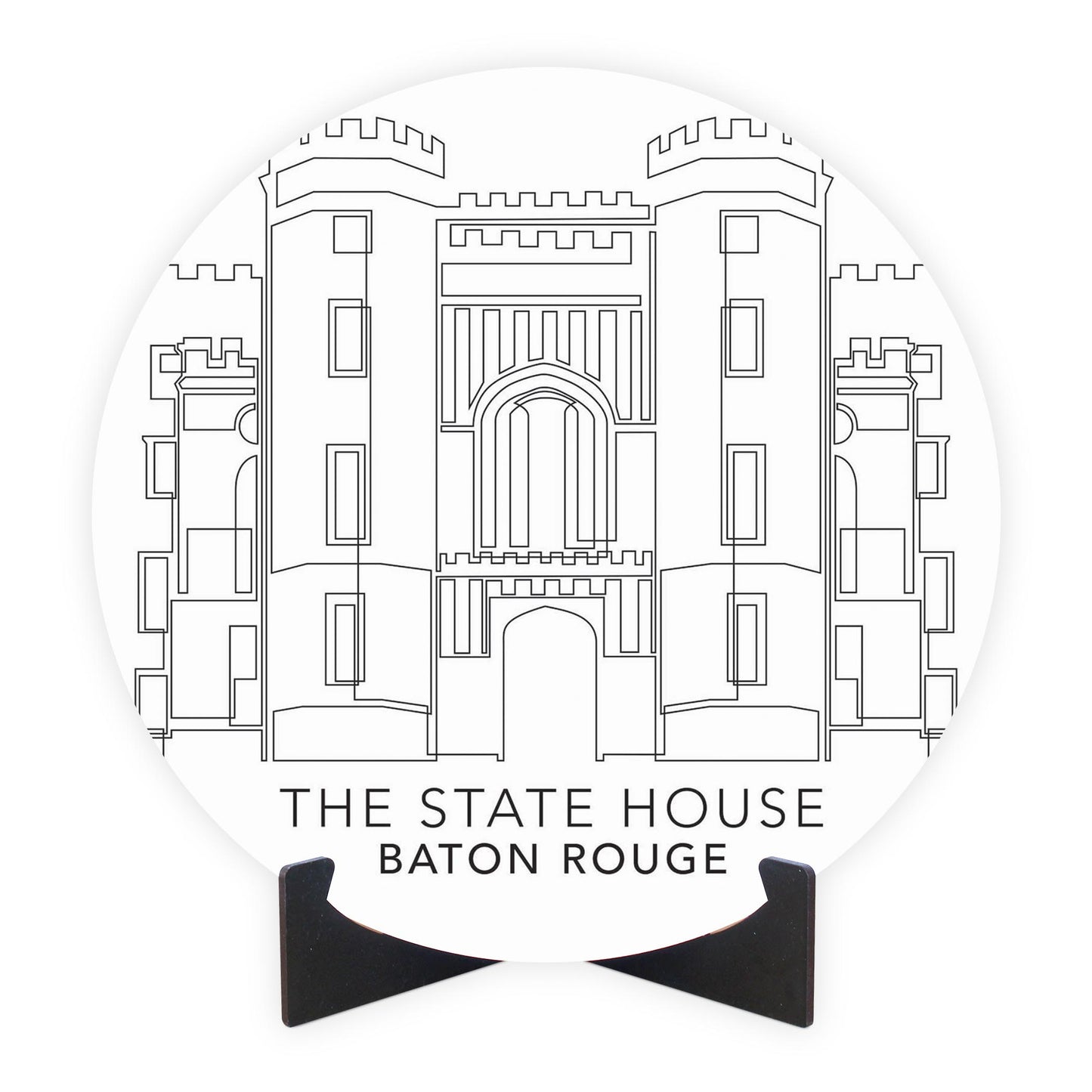 Minimalistic Baton Rouge State House | Wood Sign | Eaches | Min 1