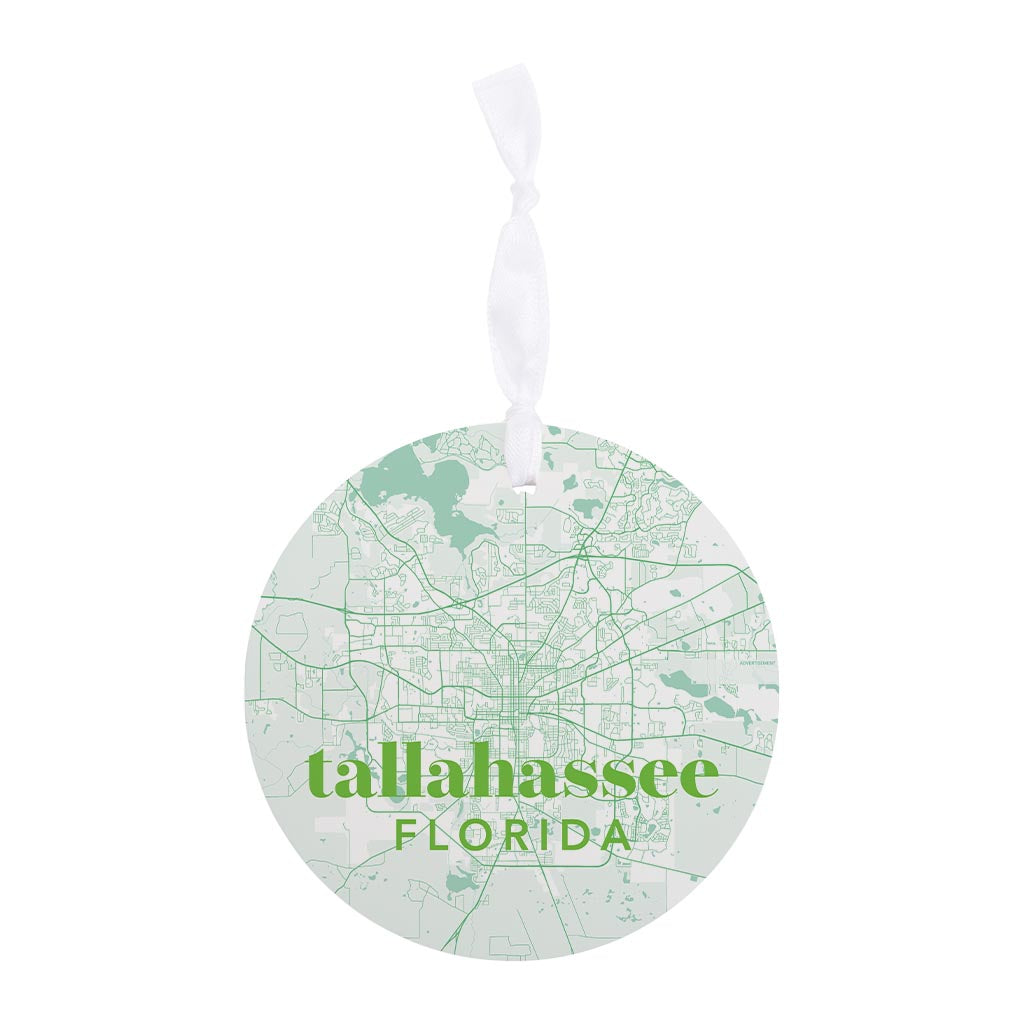 Bright Modern Green Map Florida Tallahassee| Wood Ornament | Eaches | Min 6