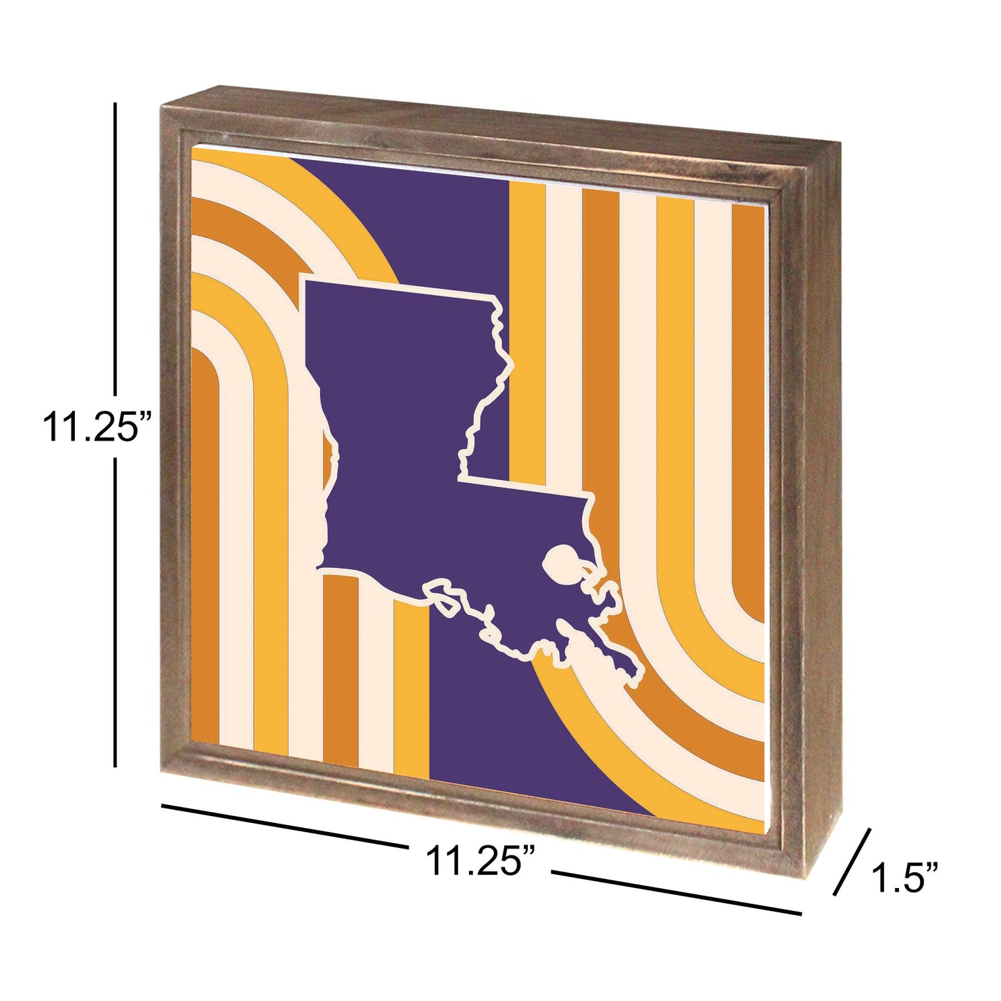 Purple Gold Louisiana Retro State Shape | Wood Sign | Eaches | Min 1