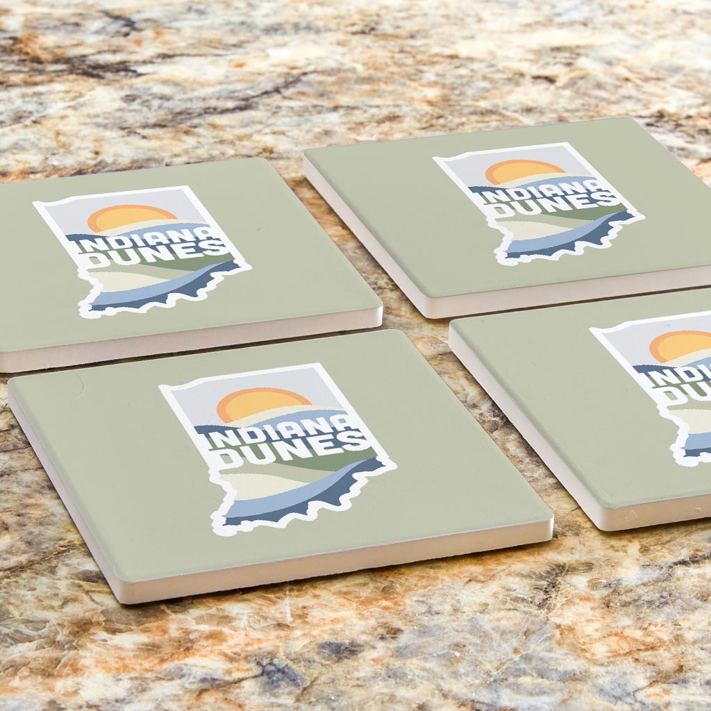 Indiana Dunes State Shape | Absorbent Coasters | Set of 4 | Min 2