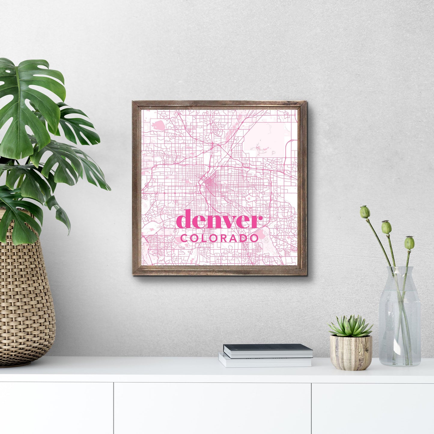 Bright Modern Pink Map Colorado Denver | Wood Sign | Eaches | Min 1