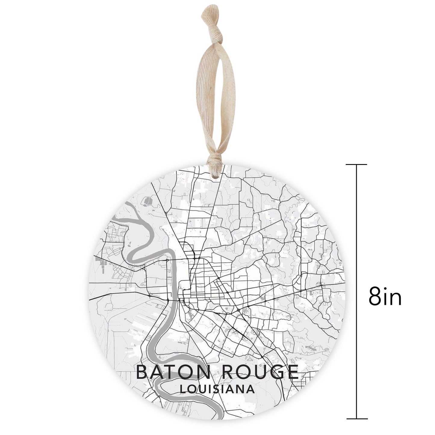 Minimalistic Baton Rouge White Map | Wood Ornament | Eaches | Min 1