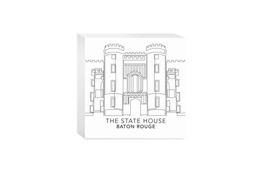 Minimalistic Baton Rouge State House | Wood Block | Eaches | Min 4