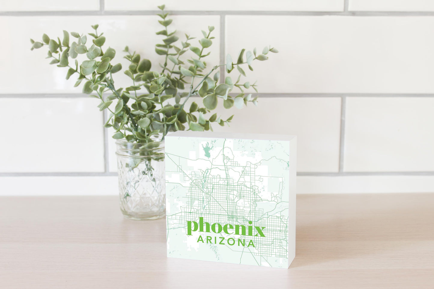 Bright Modern Green Map Arizona Phoenix | Wood Block | Eaches | Min 4