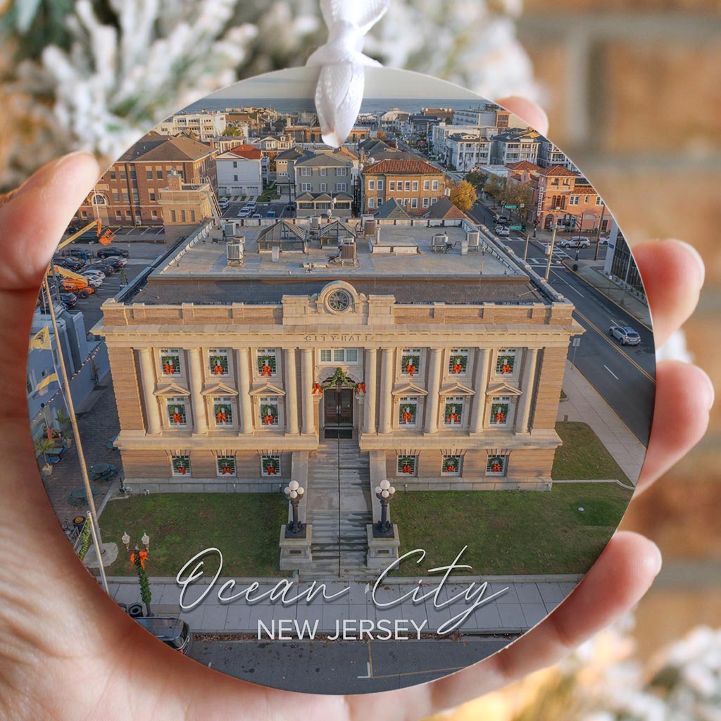 OCNJ City Hall Daytime Christmas Ornament| Wood Ornament | Eaches | Min 6