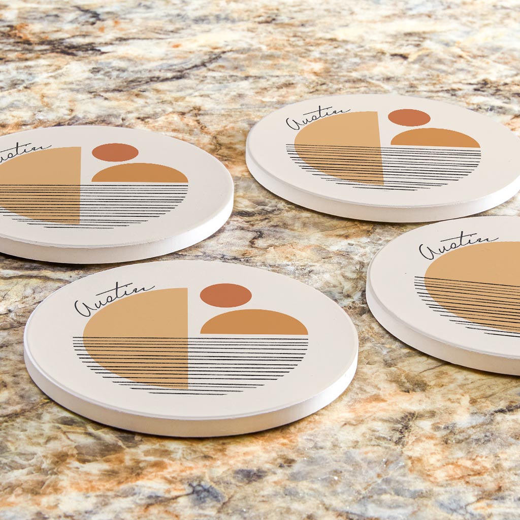 Vintage Groove Shapes Texas Austin | Absorbent Coasters | Set of 4 | Min 2