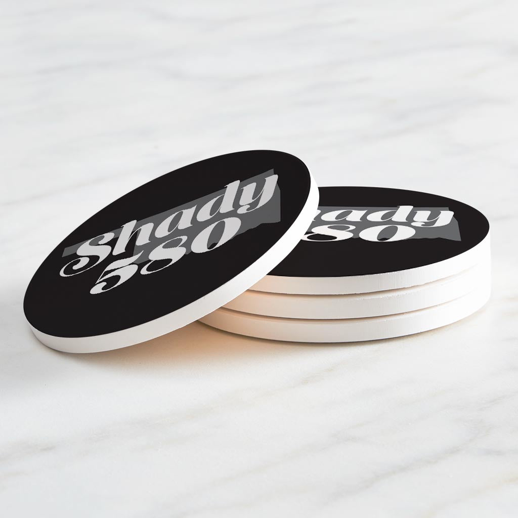 Minimalistic B&W Ardmore Ok Shady 580 Black | Absorbent Coasters | Set of 4 | Min 2