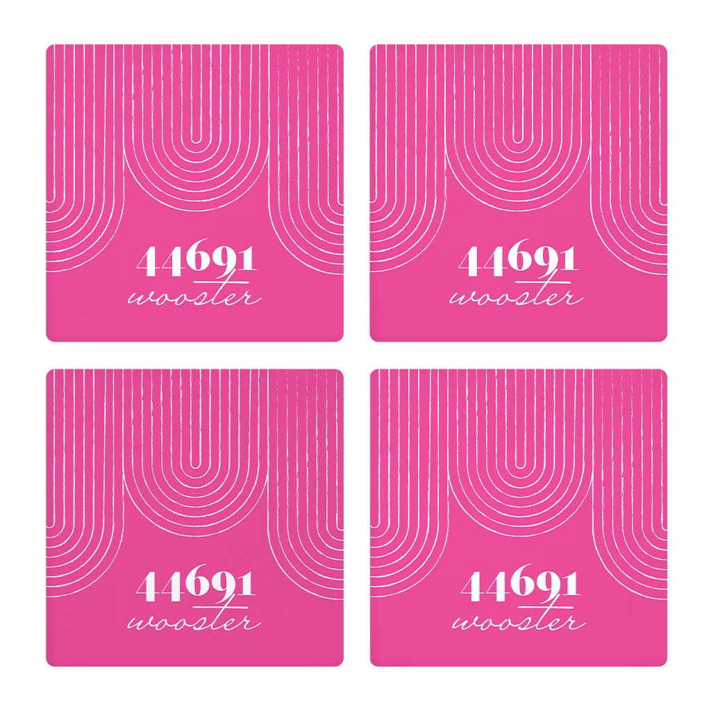 Bright Modern City Zip On Pink Ohio Wooster | Absorbent Coasters | Set of 4 | Min 2