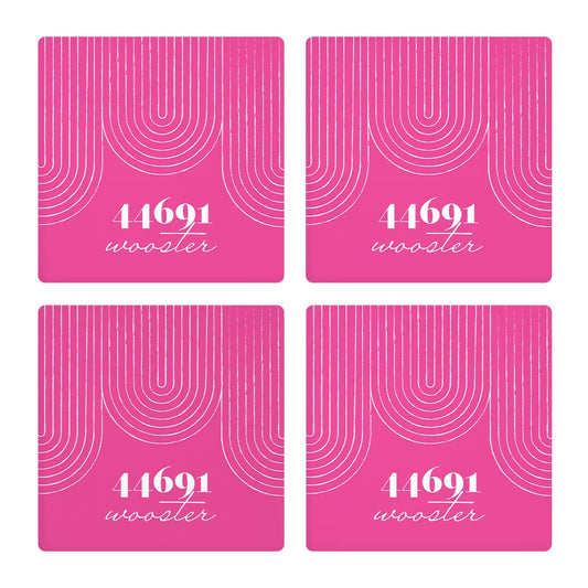 Bright Modern City Zip On Pink Ohio Wooster | Absorbent Coasters | Set of 4 | Min 2