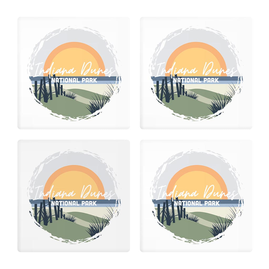 Indiana Dunes Round Beach Scene | Absorbent Coasters | Set of 4 | Min 2