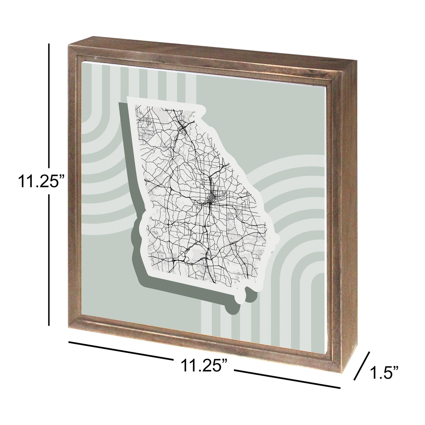 Vintage Groove Light Green Lines Map Georgia Atlanta | Wood Sign | Eaches | Min 1