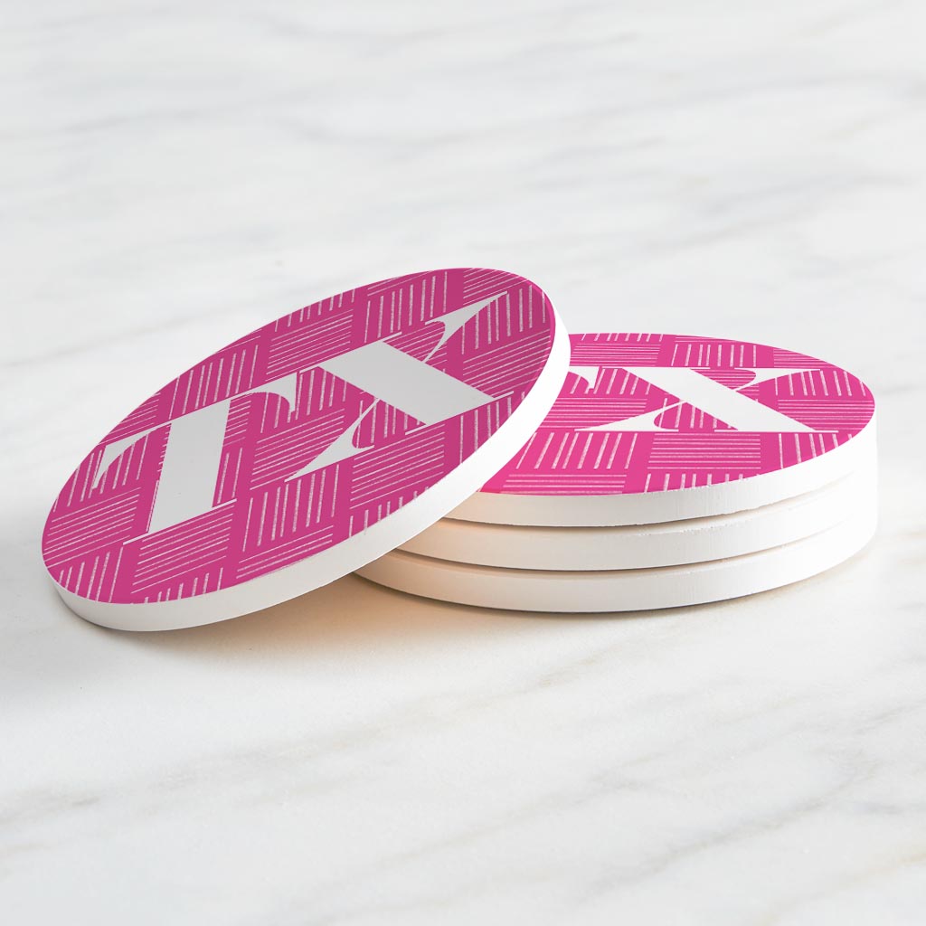 Bright Modern Abbreviated On Pink Texas | Absorbent Coasters | Set of 4 | Min 2