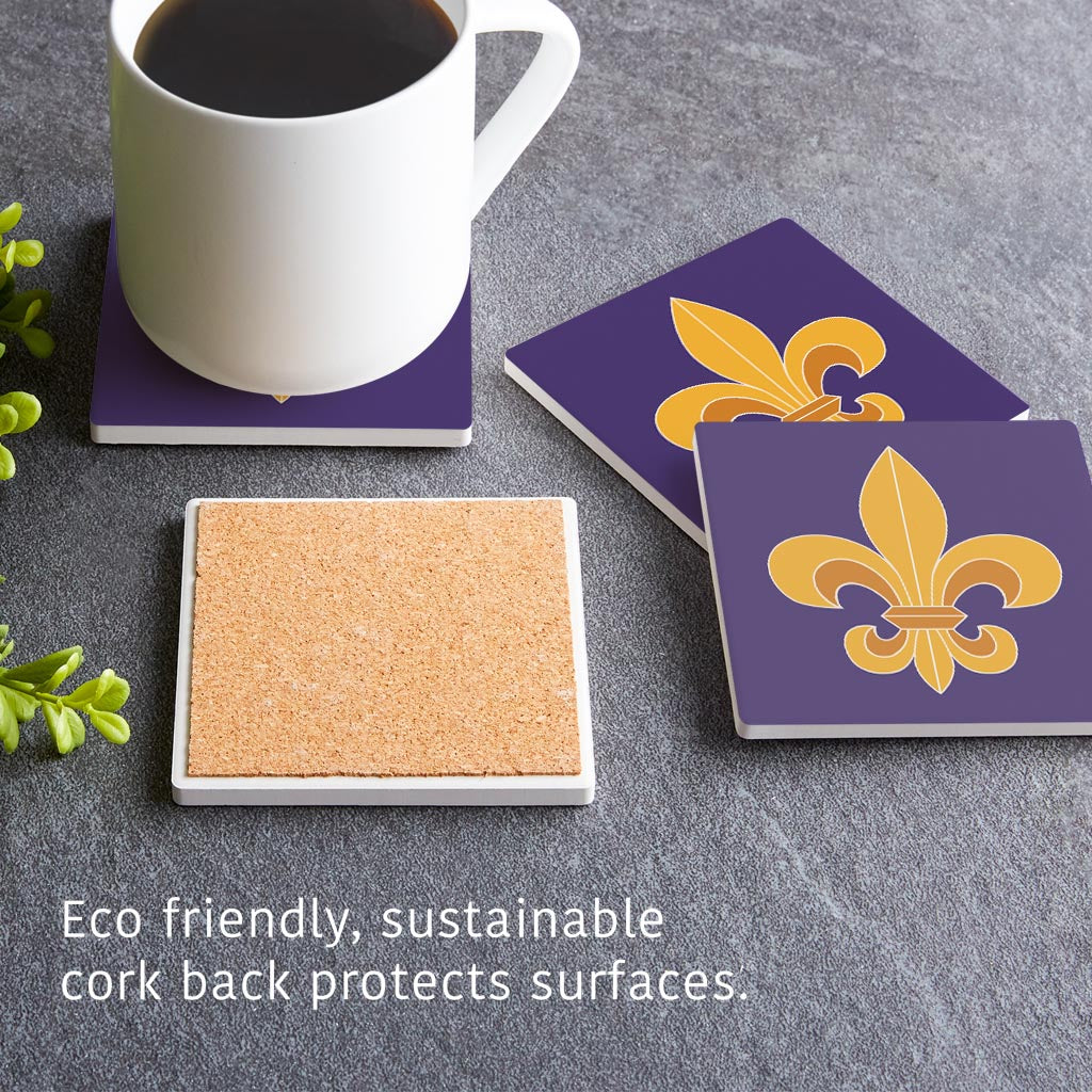 Purple Gold Louisiana Fleur De Lis | Absorbent Coasters | Set of 4 | Min 2