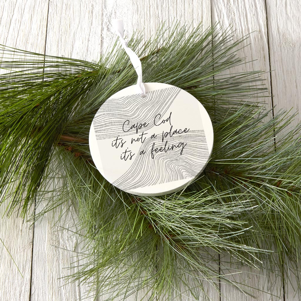 Minimalistic B&W Cape Cod A Feeling | Wood Ornament | Eaches | Min 6