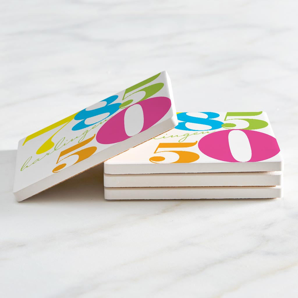 Bright Modern Color Block City Zip Texas Harlingen | Absorbent Coasters | Set of 4 | Min 2