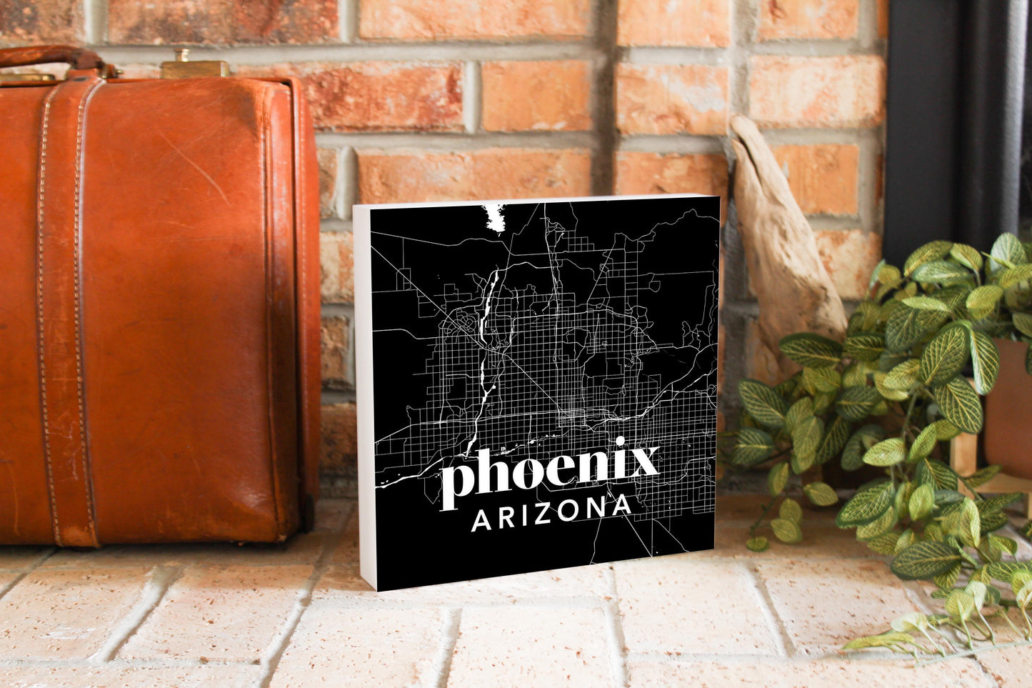 Black And White Black Map Arizona Phoenix | Wood Block | Eaches | Min 2