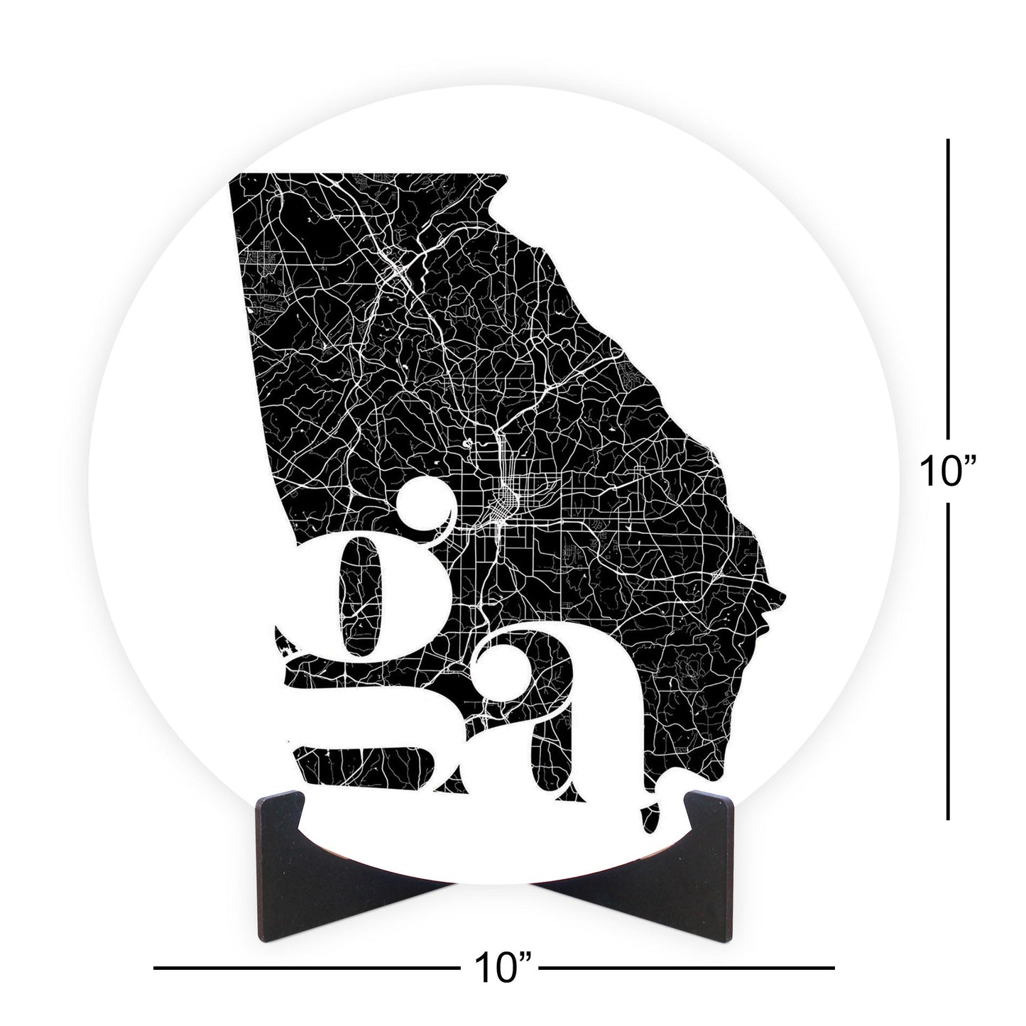 Black And White Abbreviated State Map White Georgia | Wood Sign | Eaches | Min 1