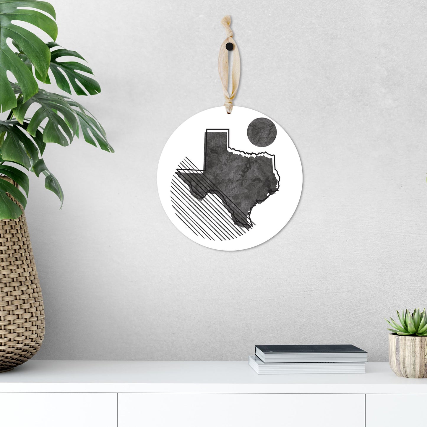 Black And White Geometric On White Texas | Wood Ornament | Eaches | Min 1