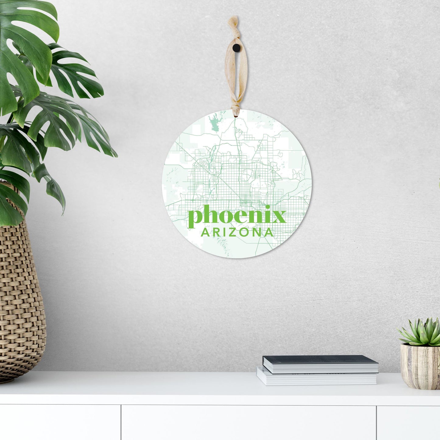 Bright Modern Green Map Arizona Phoenix | Wood Ornament | Eaches | Min 1